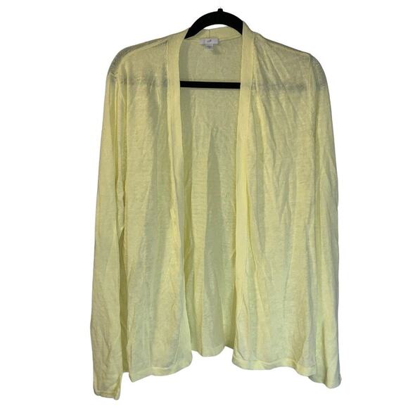 J Jill Women's Butter Yellow Linen Blend Cardigan Tall Size XLT Open Front Beach - Picture 1 of 7